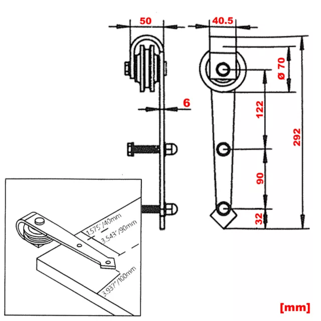 Système porte coulissante pour 2 portes Rail de 366cm Cloison de séparation 2