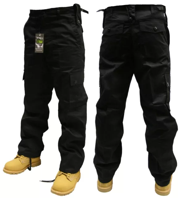 34" Inch Waist Black Army Cargo Combat Security Work Trousers Pants