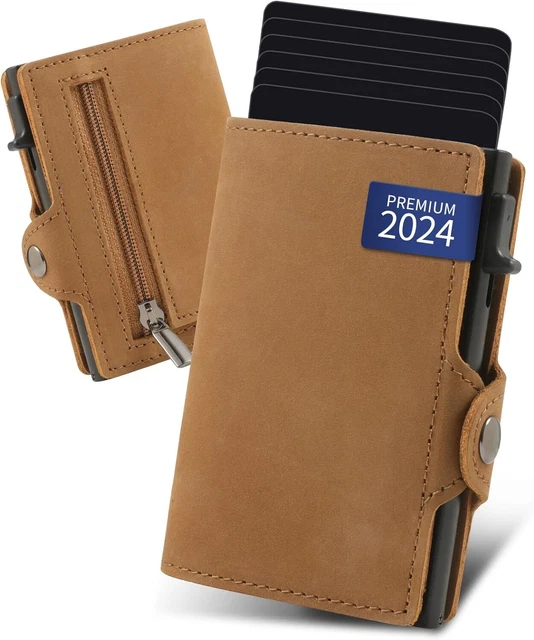 Portafoglio RFID Bloccante In Vera Pelle - Con Meccanismo Pop-Up Per Carte, Finestra ID E Tasca Monete - Foto 3