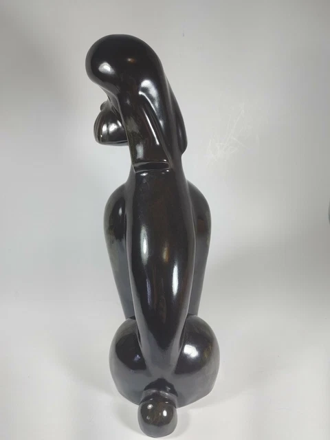 MCM Vintage Schnauzer Dog Statue Brown Green Ceramic Large Figurine Puppy 3