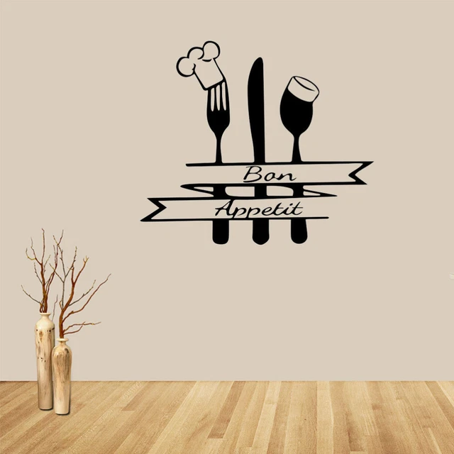 Adesivo da parete vinile caffè ristorante sala da pranzo cucina bon appetit