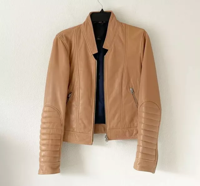 J.crew Collection Standing-Collar Leather Jacket Size 4