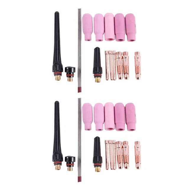 34 pezzi saldatore tazza tig colletto corpo ugello kit tungstenoK9Z9