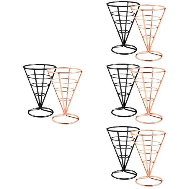 8 pcs French Fries Cone Holder Creative Hollow Fried Food Basket Desktop Bread