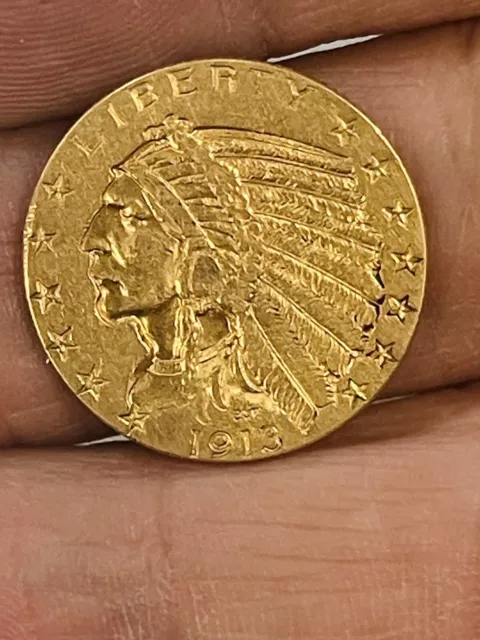 1913 US $5 Gold Half Eagle - Incuse Indian Head