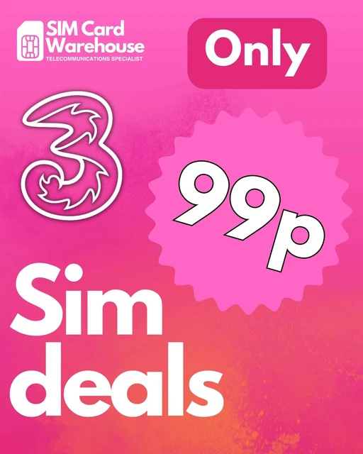 Three SIM Card 4G 5G  PAYG Nano/Micro/Standard TRIO Pay As You Go 3 Combi SIM .