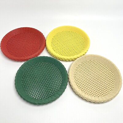 10 soportes de placa de plástico tejido vintage para picnic cesta de ratán tejido