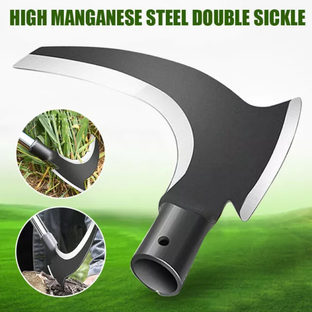 2X Handheld double manganese high scythe gardening steel grass sickle agricultur