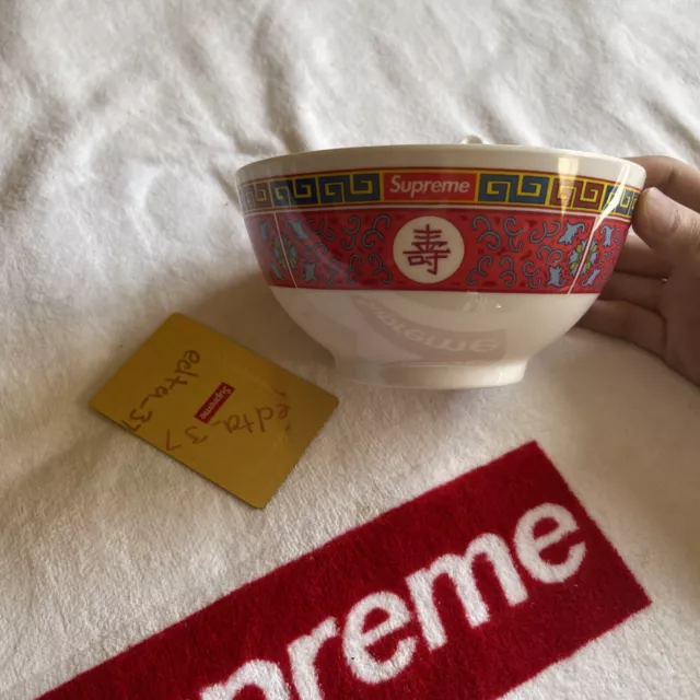 FW16 SUPREME Longevity Soup Bowl and Spoon White w/ Red Box Logo 3