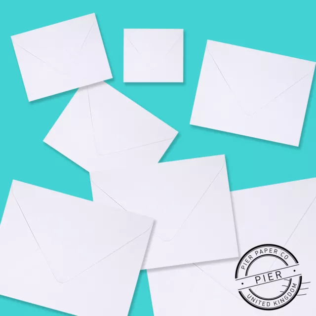 White Square Premium 100gsm Envelopes 4 inch 5 inch 6 inch 7 inch Pier Paper Co.