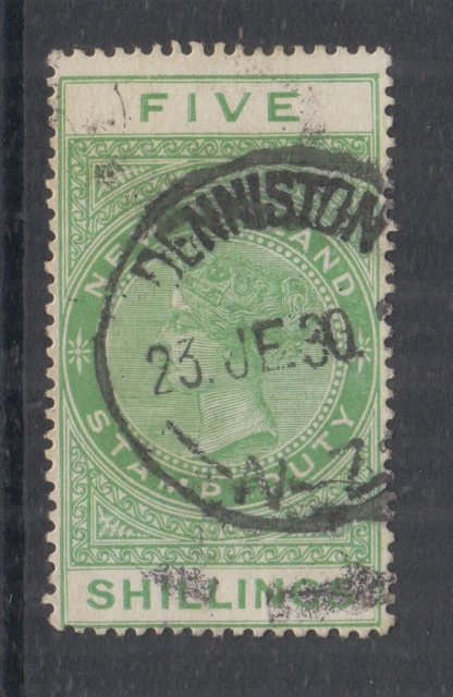 New Zealand 1930 5/- QV Longtype dated **DENNISTON** cancel VFU