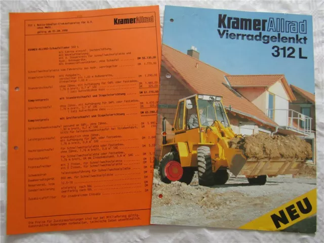 Prospekt Kramer Allrad 312L Schaufellader von 1990 mit Netto Händlerpreisliste