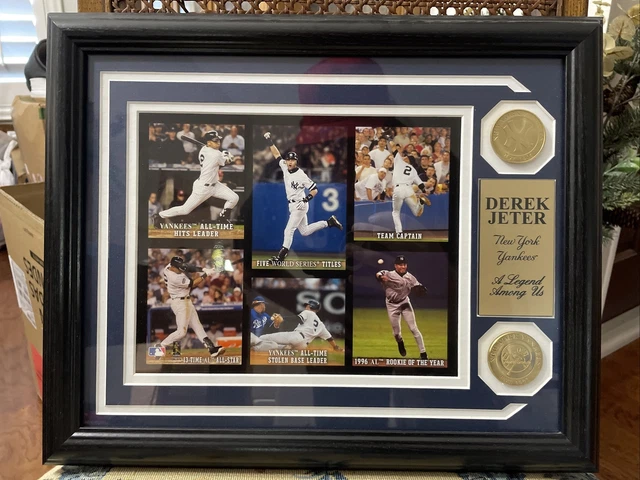 Derek Jeter Yankees Framed 6-Photo Collage With Coins 16x13