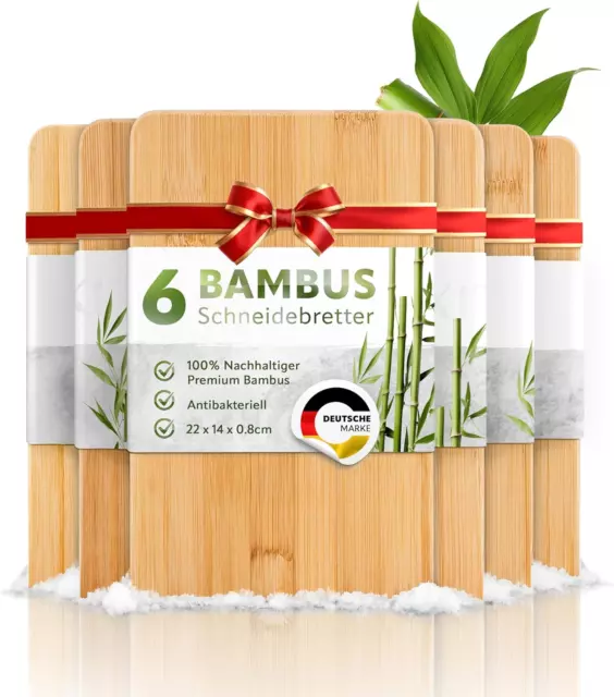 Exitoso® Schneidebretter 6Er-Set Aus Bambus - Frühstücksbrettchen Küchenbrett Au