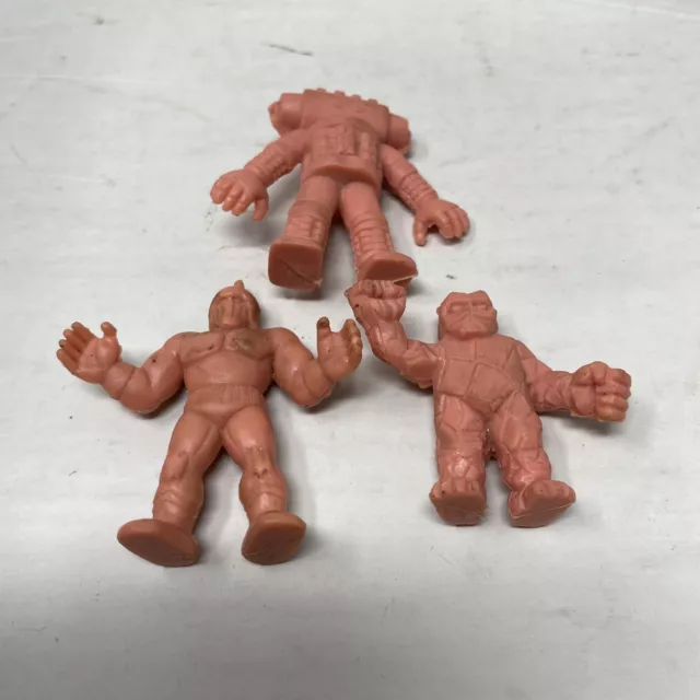 1980s YSNT Toy Muscle Men Flesh 1-3/4" Rubber Action Figure Lot Of 3 Vintage