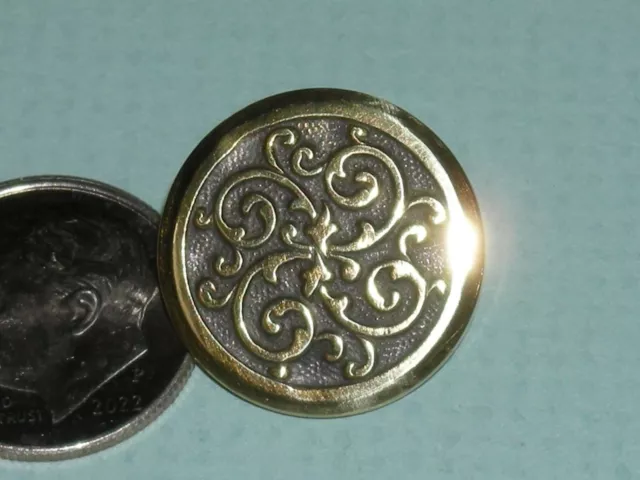 3/4" Antique AP&Cie ParisBack Mark Floral Design Tinted Gilt Metal Button