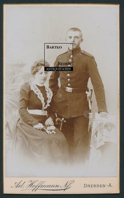 Foto ca. 1900 Dresden Sachsen dt. Soldat in Uniform mit Bajonett u. Schlagband