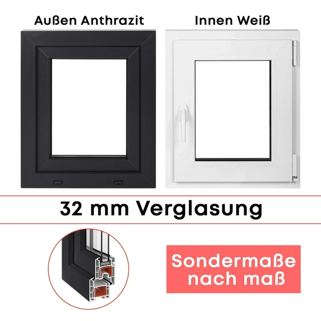 Schimmel Dry KELLERFENSTER Fenster Kunststoff - 2 Fach GLAS Bestpreis Dreh-Kipp Weiß Premium Hundegitter Wohnung