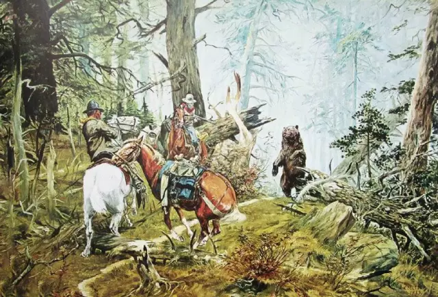 Hunting Horse Bear, "Desputed Trail by Olaf C Seltzer