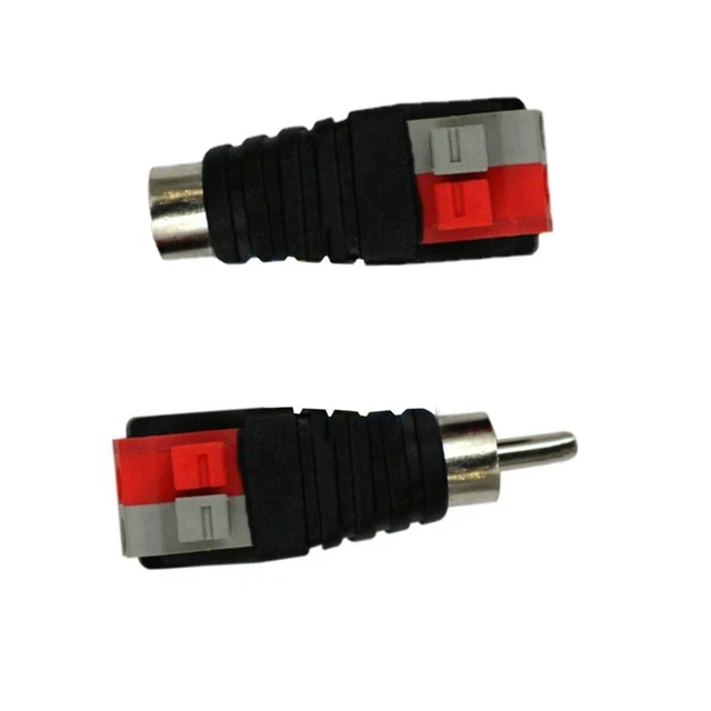 2*Speaker Wire Cable To Audio Male RCA Connector Adapter Jack Plugs High Quality
