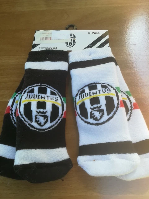 SET KIT CONFEZIONE 2 PAIA CALZE 20/23 JUVENTUS baby Antiscivolo calcio football