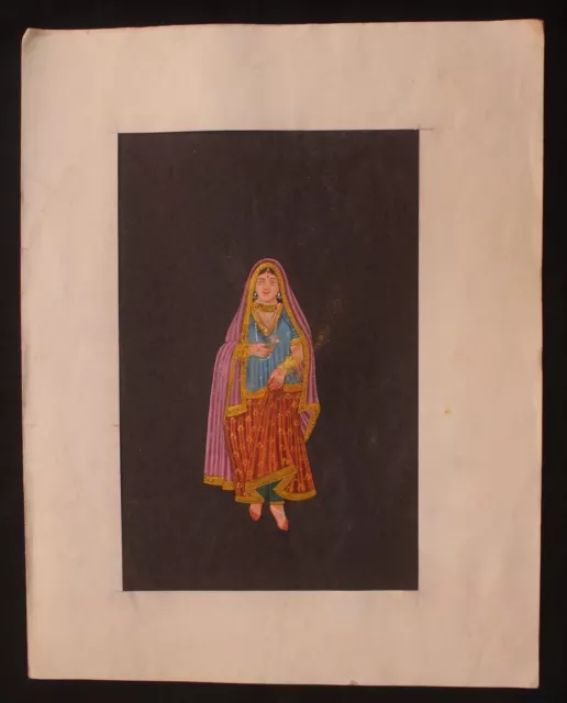 Indian Vintage Original Indian Lady Water Color Hand Painting Collectible