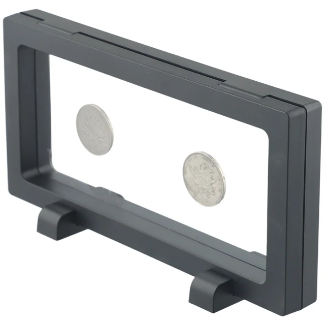 2 Présentoirs Supports Pour Boîtes Timbres, Médailles, Jetons Casino - Plastique Noir 50x50mm | Porte-monnaie Collection