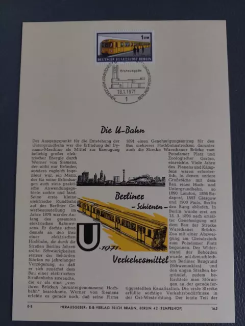 DBP- Berlin - Private ETBlätter - Die U - Bahn -  18.01.1971