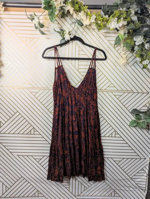 ONEILL Women's Floral Flowy Dress V-Neck Floral Strappy Viscose Size Small