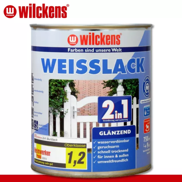 Wilckens 750 ML Lack 2in1 Brillant Apprêt Vernis de Bois Soins Jardin Portes