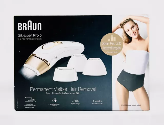 Braun IPL Silk-Expert Pro 5, dauerhafte Haarentfernung, weiß-gold, 1 Stück