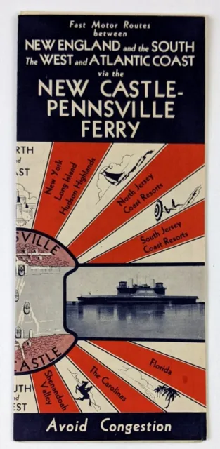 1938 AAA DEL Mar Va New Castle Pennsville Ferry Vintage Travel Brochure ...