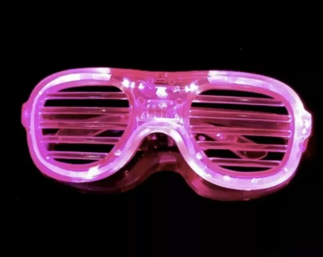 2/1x Pink LED Shutter Shades Night Party Flashing Glasses Rave UV LMFAO Light Up