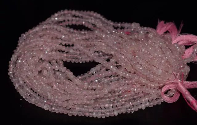 Natürlich Rosa Rose Quarz 13 " 5 Lose Stränge Rondell Facettiert 4-5 MM Perlen