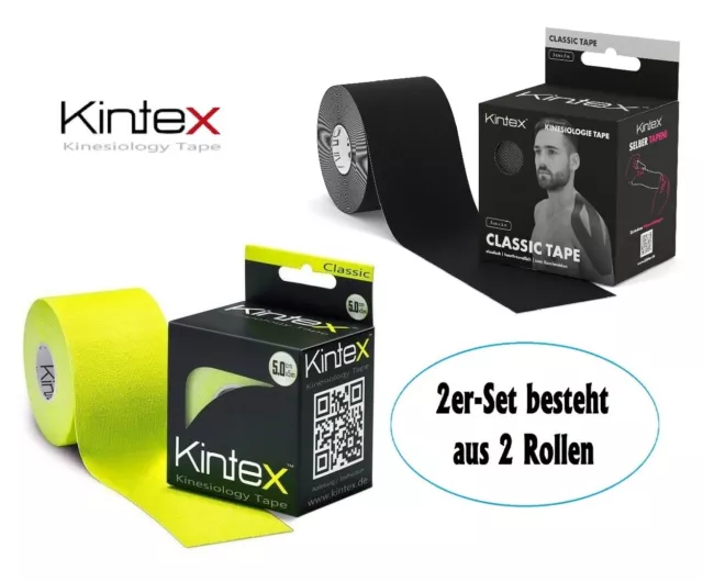 KINTEX👍🏻 Kinesiologie CLASSIC Tape SET: 2x5,00 m gelb+schwarz bei wellness.fit