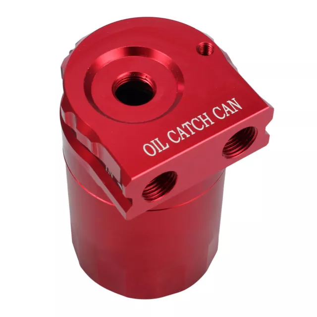 Universal Oil Catch Can Kit 300ML Tank Baffled Reservoir Breather Filter Red 2