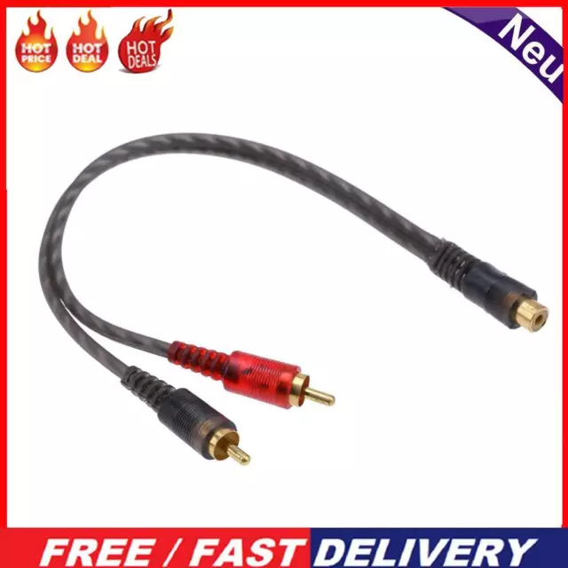 10pc 27cm 1 RCA Female to 2 RCA Male Splitter Cable for Car Audio System