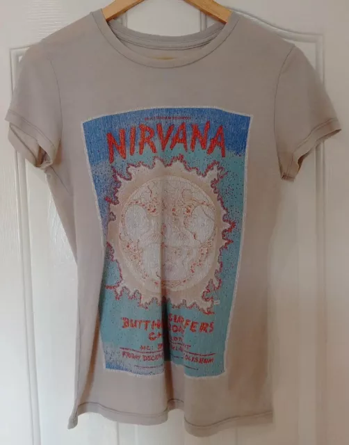 WOLFGANGS VAULT Roots Of Rock NIRVANA Gig Graphic Tee Sz M P2P 17.75" Distressed 2