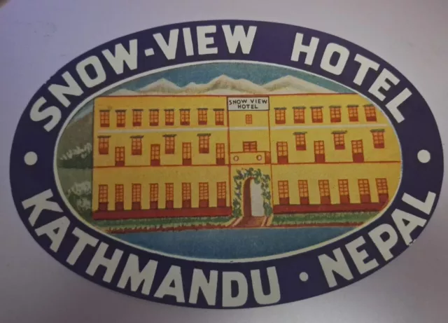 Snow-View Hotel KATHMANDU Nepal - vintage luggage label