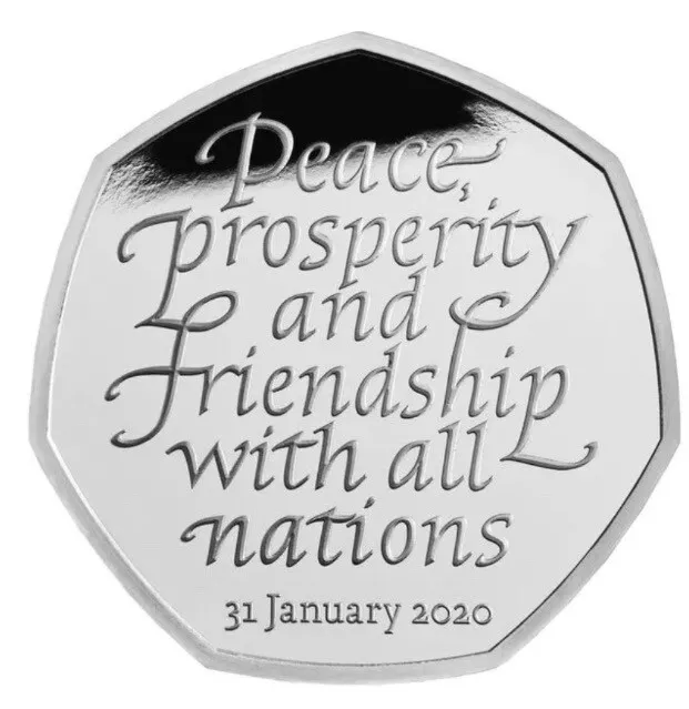 50p Fifty Pence Coin Brexit Peace Prosperity Friendship 31st January 2020 *Rare