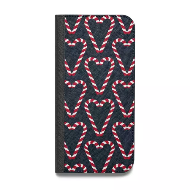 Candy Cane Pattern Vegan Leather Flip iPhone Case for iPhone