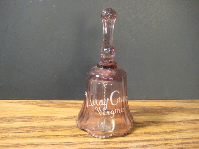 Luray Caverns Virginia Souvenir Hand Etched Amethyst Purple Glass Bell