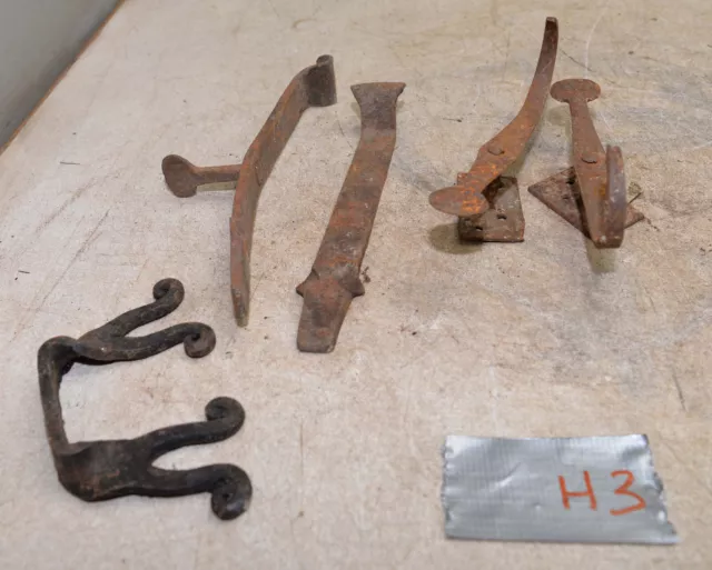 Antique Primitive forged latch lock hook barn gate door mixed hardware lot H3