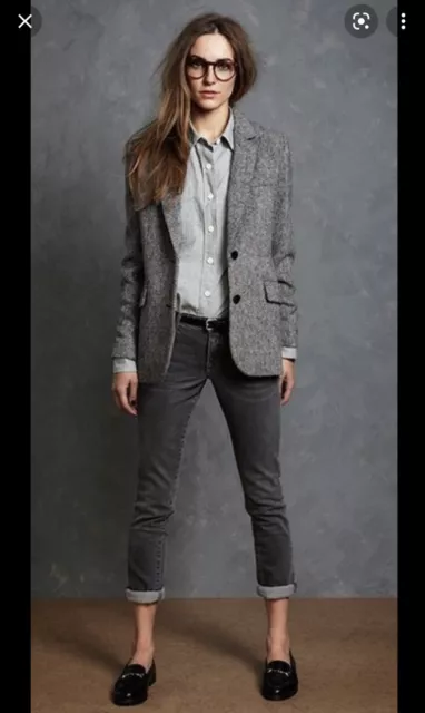 theyskens theory 0 Wool Blazer Woven High Quality Brown Gray Tweed