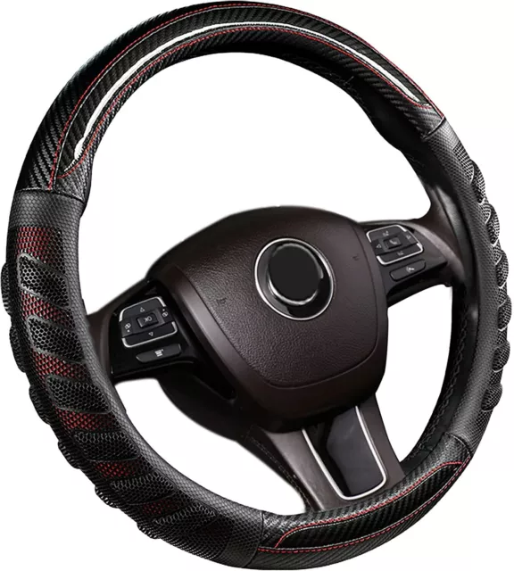 Coprivolante Copri Volante Auto Nero 37-39cm Con Presa Ergonomica Nido D'Ape awe