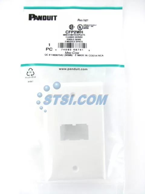 Panduit CFP2WH 2-Port Mini-Com Faceplate, Classic Series, White ~STSI