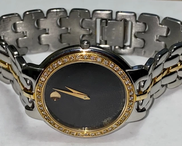 Authentic Movado Men's Two-Tone Museum Dial Diamond Wristwatch