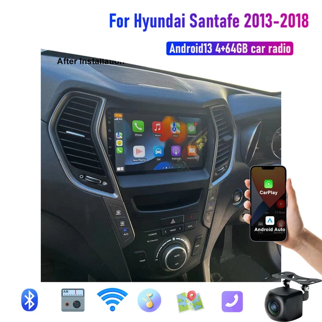 9& WIRELESS CARPLAY Android Auto head unit BT Radio For Hyundai Santafe