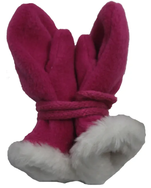 Fiebig Baby Fleecefäustel m Fell und Band Handschuhe rosa