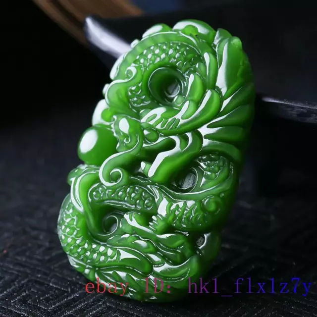Green Jade Dragon Pendant Jewelry Chinese Necklace Natural Jadeite Fashion